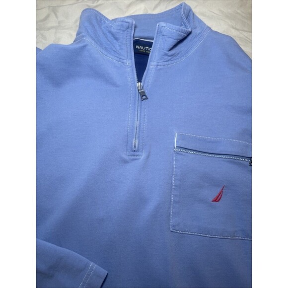 Nautica 1/4 Zip Light Blue Pullover Men's Sz XL - Picture 2 of 10